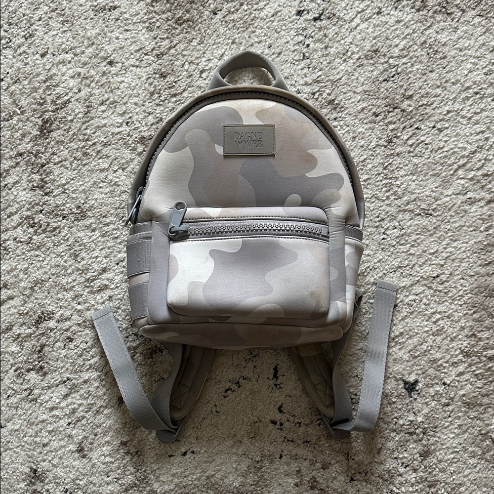 Dagne Dover Small Camo Mini Backpack in Neutral Beige and Light Gray